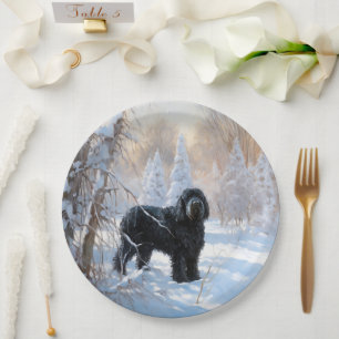 Assiettes En Carton Black Russian Terrier Laisser neiger Noël