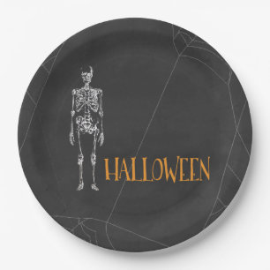Assiettes En Carton Black Skeleton Spiderweb Halloween Party