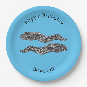 Assiettes En Carton Black spotted moray eel cartoon