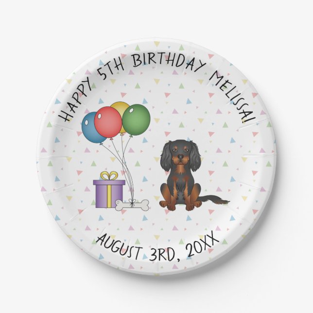 Assiettes En Carton Black & Tan Cavalier King Charles Spaniel Annivers (Devant)