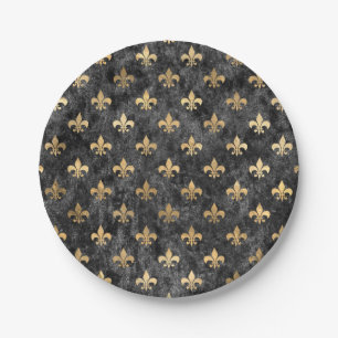 Assiettes En Carton Black Velvet Fleur De Lis Mardi Gras Orléans