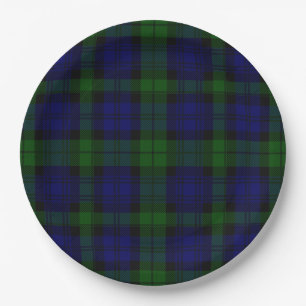 Assiettes En Carton Black Watch Tartan bleu vert Plaid