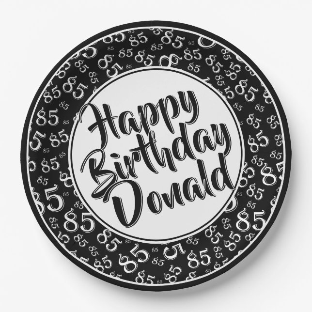 Assiettes En Carton Black/White 85th Random Number Pattern (Devant)