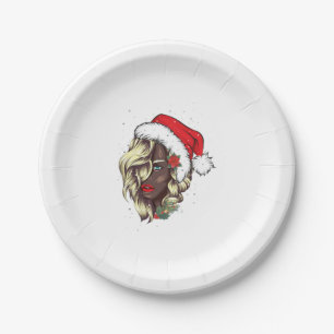 Assiettes En Carton Black Women African American Christmas Santa Claus
