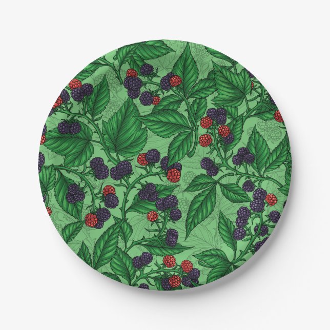 Assiettes En Carton Blackberry en vert (Devant)