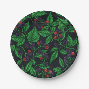 Assiettes En Carton Blackberry sur gris foncé