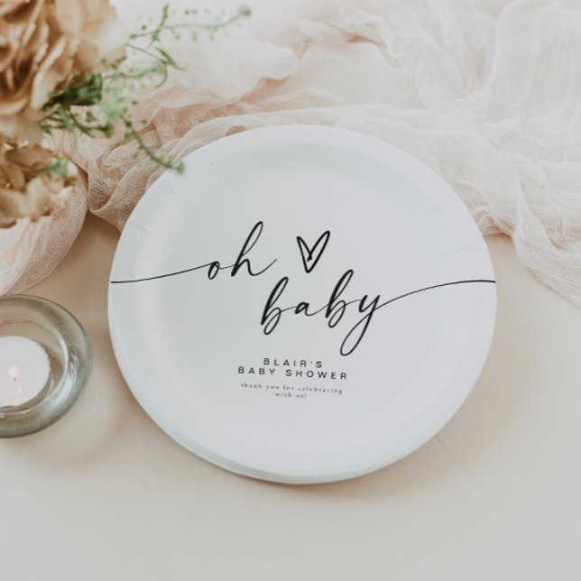 Assiettes En Carton BLAIR Moderne Minimal Boho Oh Baby shower (Créateur téléchargé)