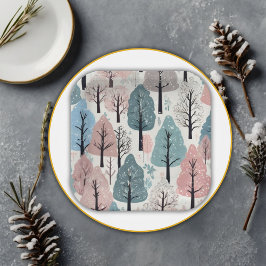 Assiettes En Carton  blanc Baby shower de la forêt d'hiver