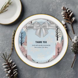 Assiettes En Carton  blanc Baby shower de la forêt d'hiver