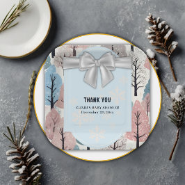 Assiettes En Carton  blanc Baby shower de la forêt d'hiver
