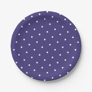 Assiettes En Carton Blanc Chic à pois Violet Pourpre