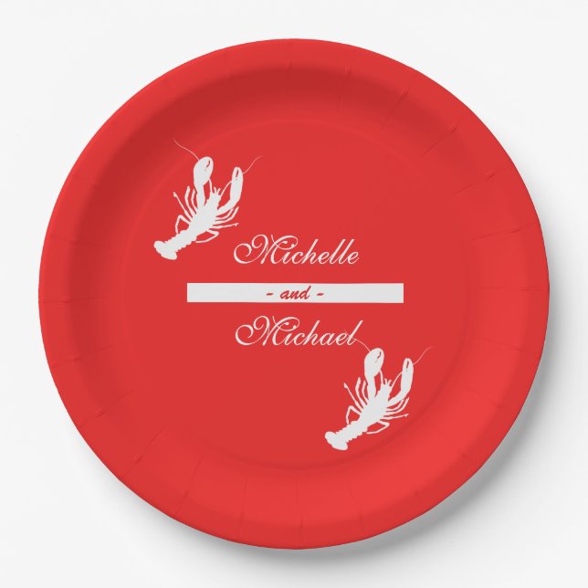 Assiettes En Carton Blanc des plats rouges d'événement d'ébullition (Devant)