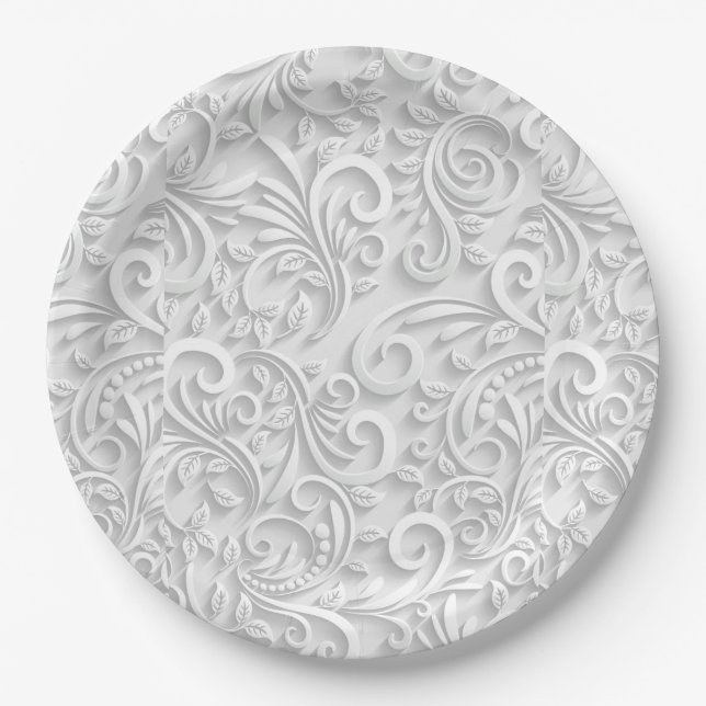 Assiettes En Carton Blanc Élégant  (Devant)