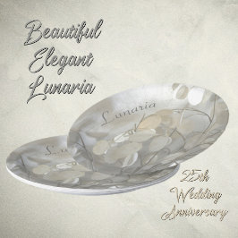 Assiettes En Carton Blanc Lunaria Dollars Argent Élégant