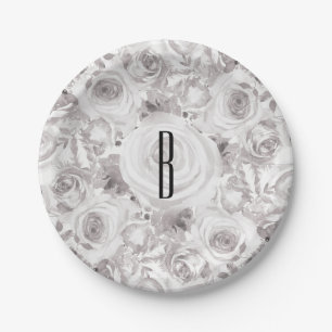 Assiettes En Carton Blanc Rustique Rose d'hiver Mariage Élégant