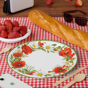 Assiettes En Carton Blancs élégants Rois rouges Pépites Fleur Wreat
