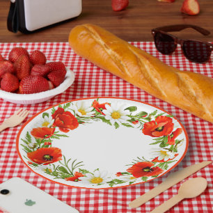 Assiettes En Carton Blancs élégants Rois rouges Pépites Fleur Wreat