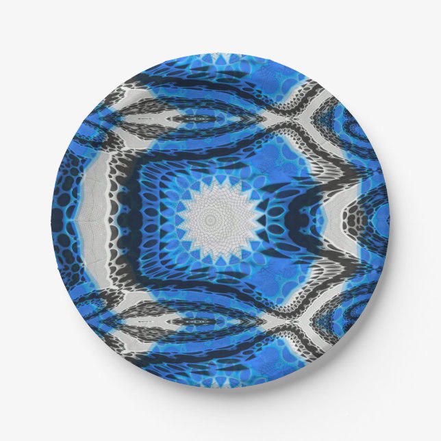 Assiettes En Carton Bleu atomique (Devant)
