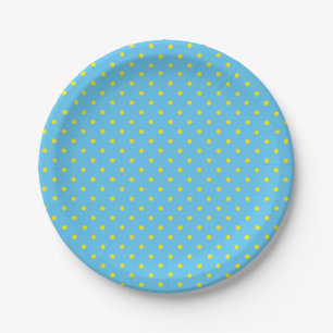 Assiettes En Carton Bleu Avec Pois Jaunes