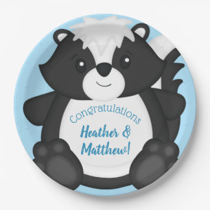 Assiettes En Carton Bleu Baby shower