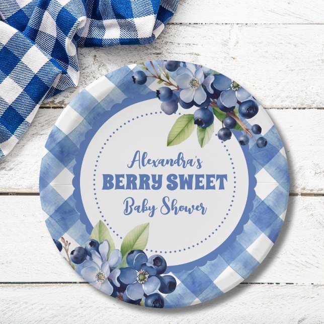 Assiettes En Carton Bleu Berry Baby shower doux (Créateur téléchargé)