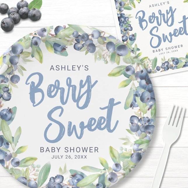 Assiettes En Carton Bleu Berry Baby shower doux (Paper Plate )