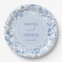 Bleu Blanc Chinoiserie Floral Mariage Monogram