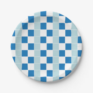Assiettes En Carton Bleu blanc coché