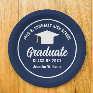 Assiettes En Carton Bleu blanc de la Marine Graduate sur mesure