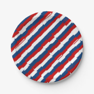 Assiettes En Carton Bleu, blanc et rouge