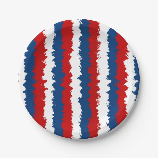 Assiettes En Carton Bleu, blanc et rouge Cool (Devant)