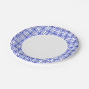 Assiettes En Carton Bleu blanc plissé 2