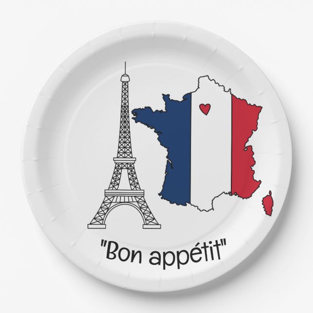 Assiettes En Carton Bleu blanc rouge à thème pour la fête d'anniversai (Devant)