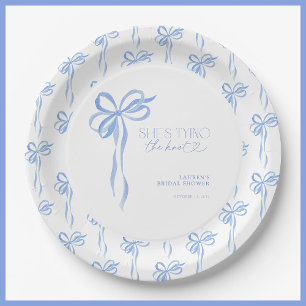 Assiettes En Carton Bleu Bow Elle Attache La Fête des mariées Du Noeud