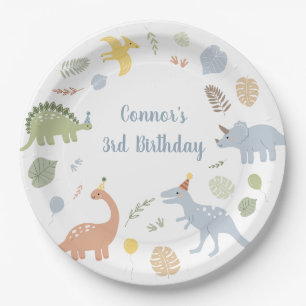 Assiettes En Carton Bleu Boy Boho Dinosaur Anniversaire