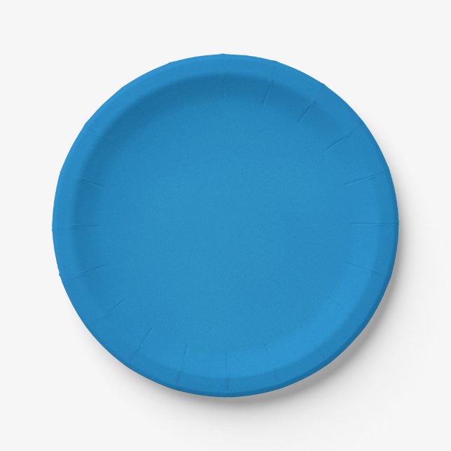 Assiettes En Carton Bleu cérulean clair avec texture granuleuse (Devant)