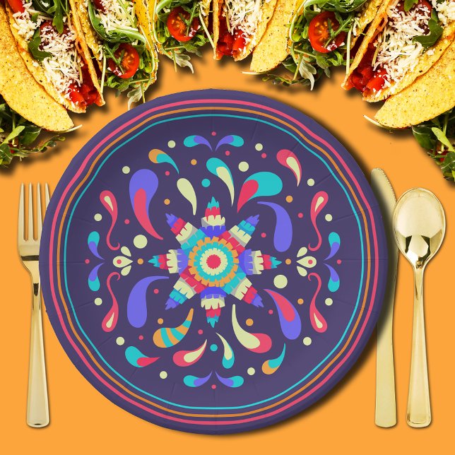 Assiettes En Carton Bleu coloré Fiesta (Colorful Fiesta Blue Paper Plates)