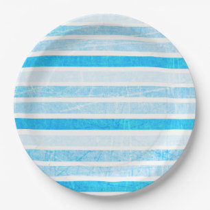 Assiettes En Carton Bleu Cracker Papier rayé Grandes Plaques Papier