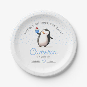 Assiettes En Carton Bleu cupcake pingouin d'anniversaire de garçon Pla
