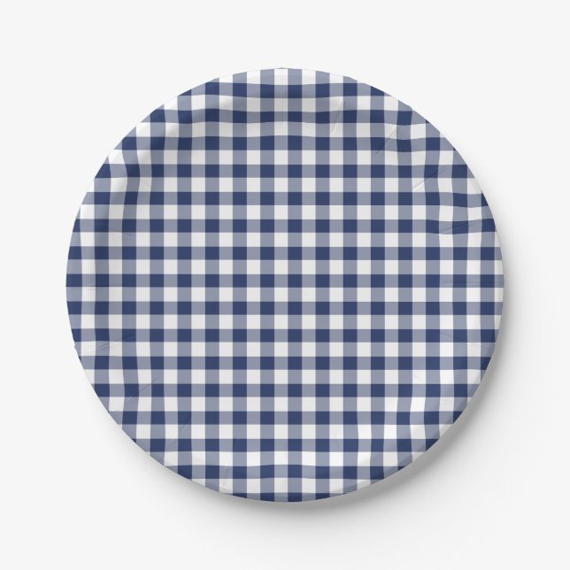 Assiettes En Carton Bleu de En vichy classique (Devant)