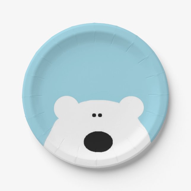 Assiettes En Carton Bleu de l'ours polaire (Devant)
