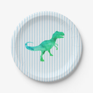 Assiettes En Carton Bleu Dinosaure Silhouette Trex Plaque papier