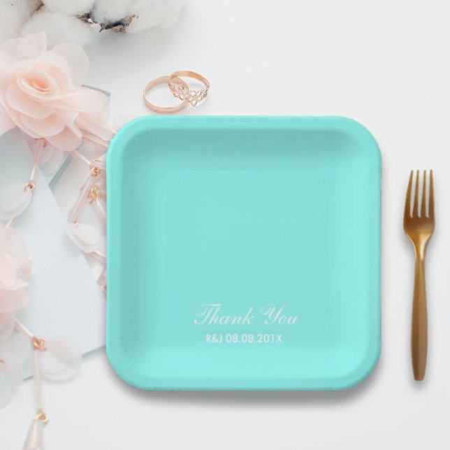 Assiettes En Carton bleu d'oeuf de robin bleu turquoise aqua bleu mari (robin's egg blue turquoise aqua blue wedding paper plates)