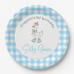 Assiettes En Carton Bleu d'oie soyeux Anniversaire