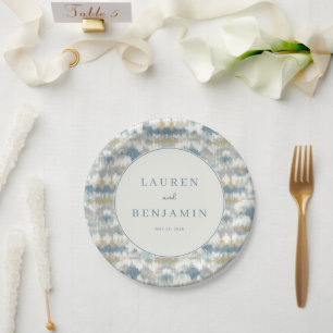 Assiettes En Carton Bleu Élégant Géométrique Kaléidoscopique