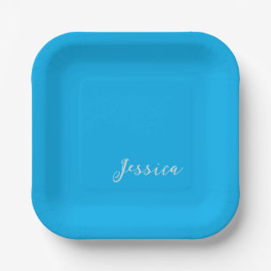 Assiettes En Carton Bleu Élégant Simple Moderne Nom Professionnel