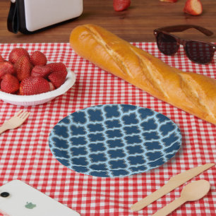 Assiettes En Carton Bleu et Bébé Bleu Trellis, treillis, Quatrefoil