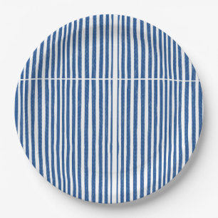 Assiettes En Carton Bleu et blanc Bandes marines