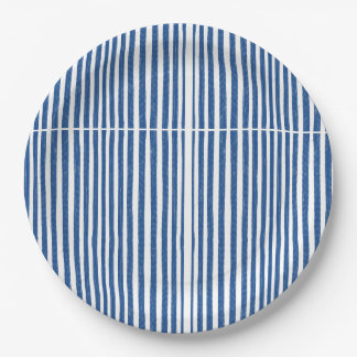 Assiettes En Carton Bleu et blanc Bandes marines