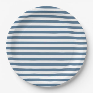 Assiettes En Carton Bleu et blanc d'Indigo - Nautique